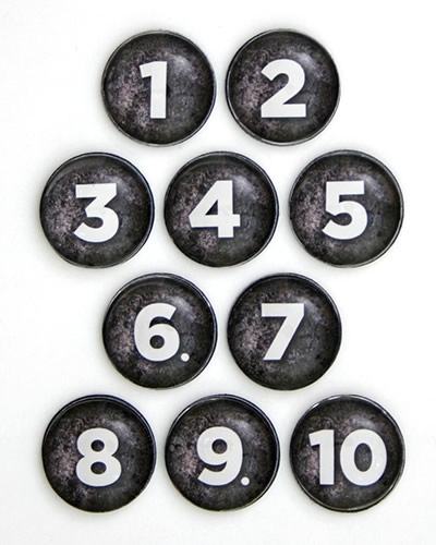 Black One-Inch Number Tokens